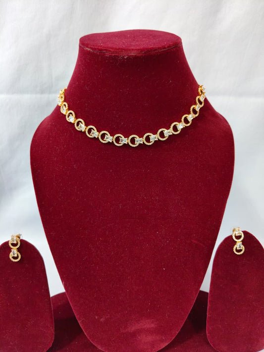 American Diamond Rose Gold Necklace HJ09