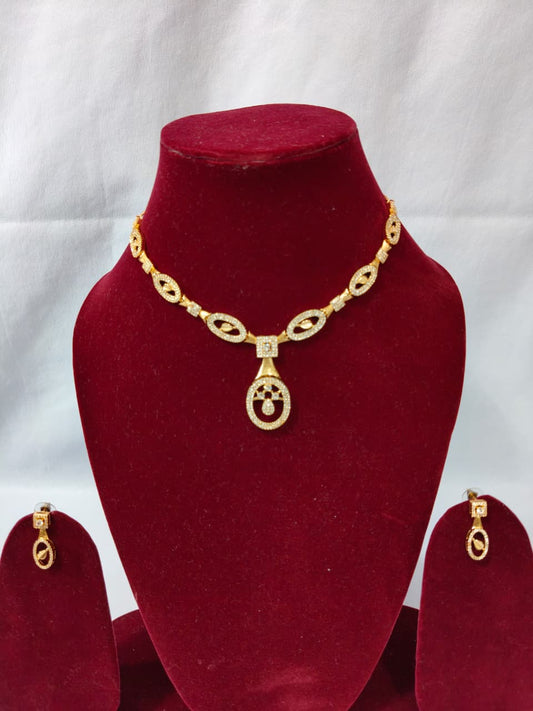 American Diamond Rose Gold Necklace HJ10