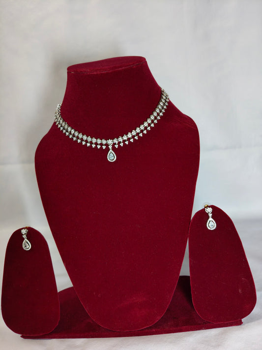 American Diamond Rose Gold Necklace HJ23