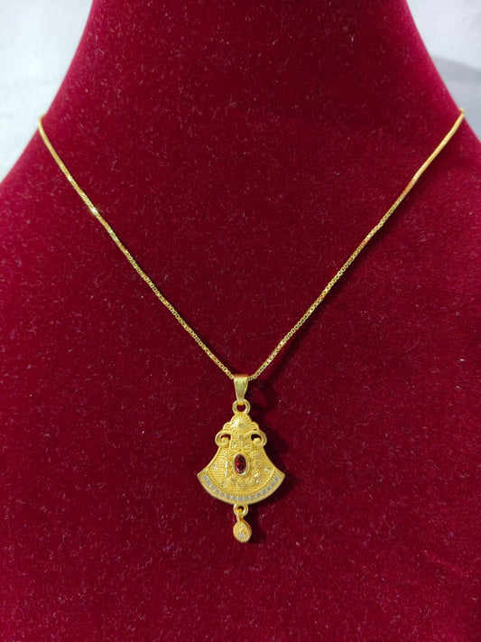 Traditional Gold-Plated Jewellery Set with Ethnic Indian Pendant Necklace and Earrings Set, Bell Design (HJ34)