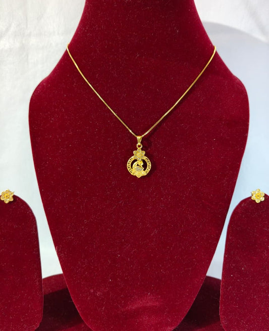 Gold-Plated Crystal Floral & Peacock Jewellery Set with Pendant Necklace and Matching Earrings, Anti tarnish (HJ41)