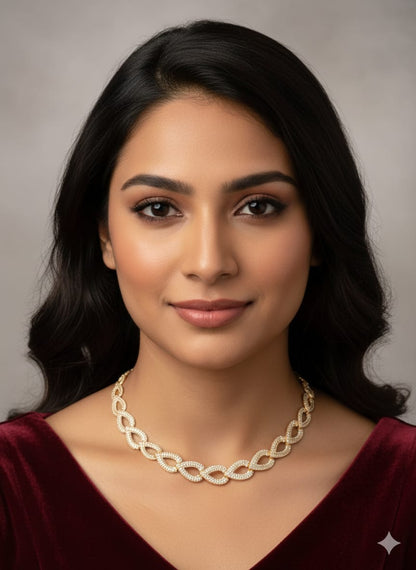 American Diamond Rose Gold Necklace HJ01