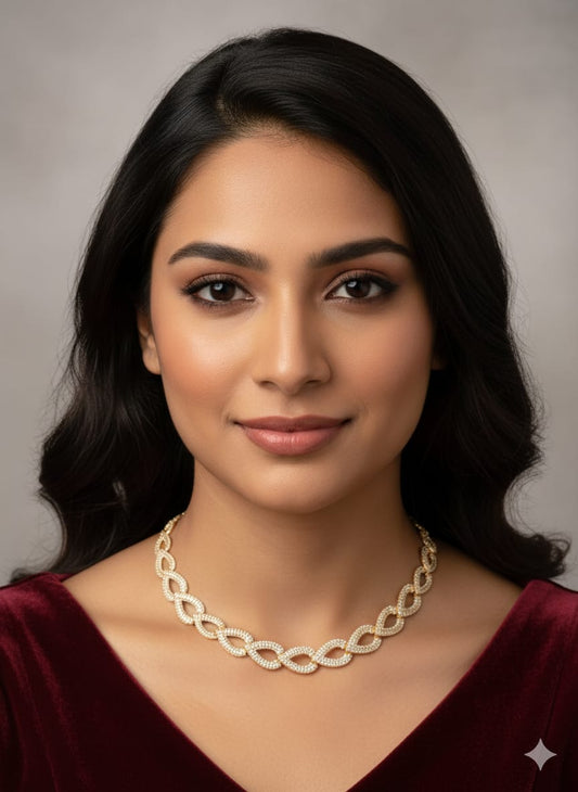 American Diamond Rose Gold Necklace HJ01