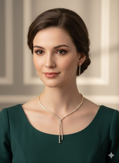 American Diamond Rose Gold Necklace HJ07