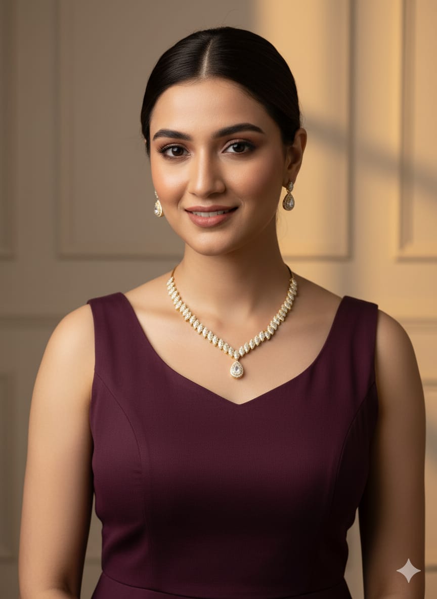 American Diamond Rose Gold Necklace HJ08