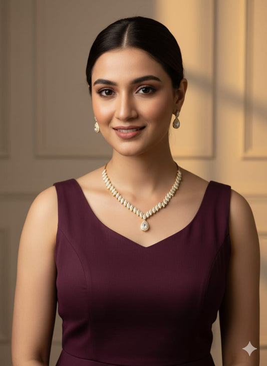 American Diamond Rose Gold Necklace HJ08