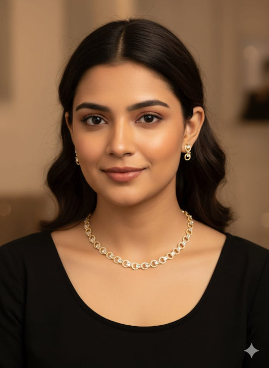 American Diamond Rose Gold Necklace HJ09