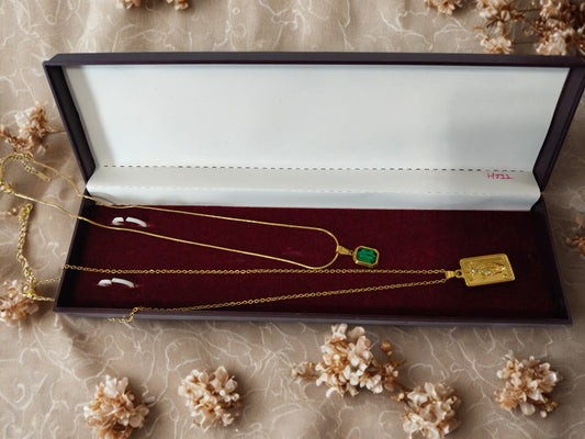 Set of 2 Anti-tarnish & Elegant Gold Chain Necklace Set HJ12