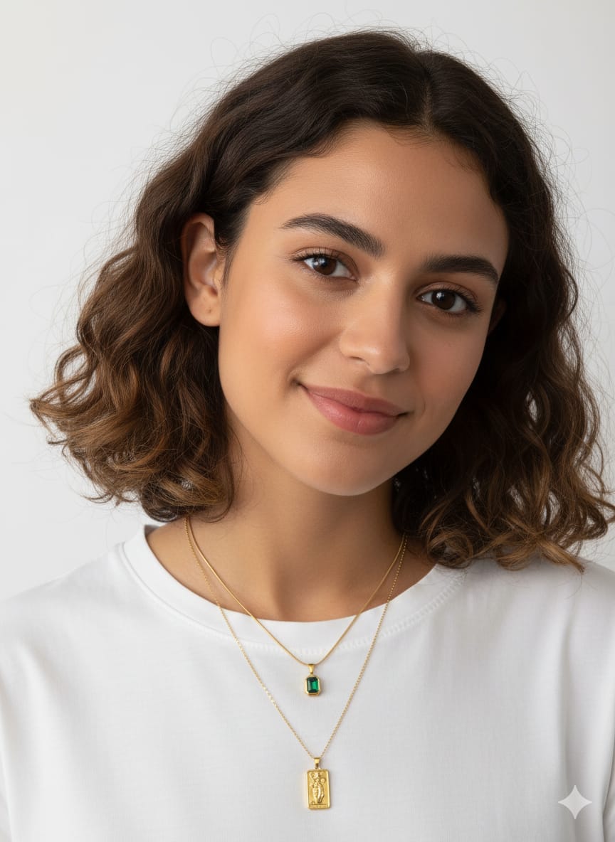 Set of 2 Anti-tarnish & Elegant Gold Chain Necklace Set HJ12