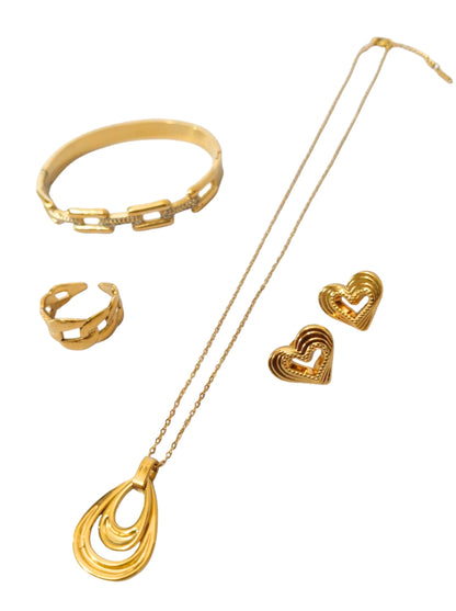 Jewellery Set with Necklace, Earrings, Pendant, Chain, Ring & Bracelet, 5 pieces HJ20