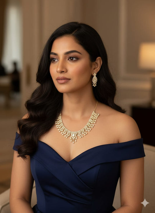 American Diamond Rose Gold Necklace HJ21