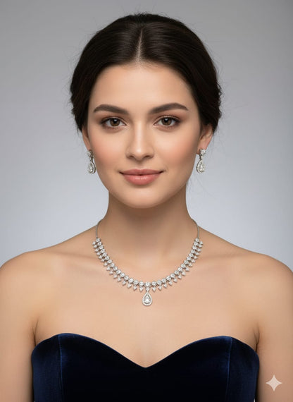 American Diamond Rose Gold Necklace HJ23