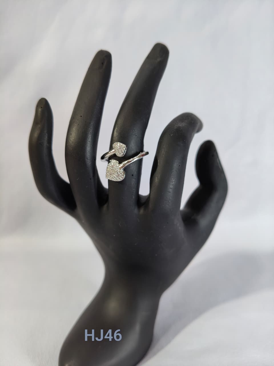 Elegant Silver Heart shape Jewelry Set, Crystal Studded Necklace with Matching Earrings and Ring,(HJ46)