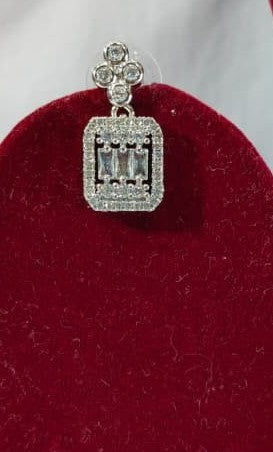 American Diamond Crystal Necklace and Earrings Set, Silver-toned Jewellery Set (HJ47)