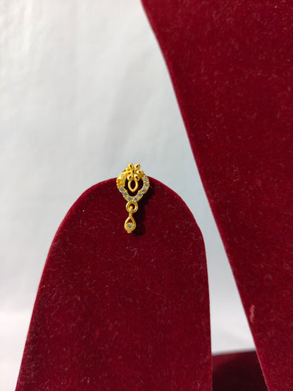 Gold Plated Necklace Set with Crystal Studded Pendant and Matching Earrings, Floral Design (HJ59)