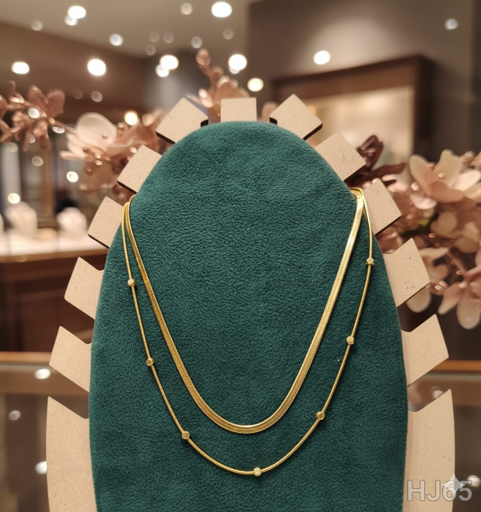 Layered Gold Chain Necklace, Multi-Strand Design, HJ65