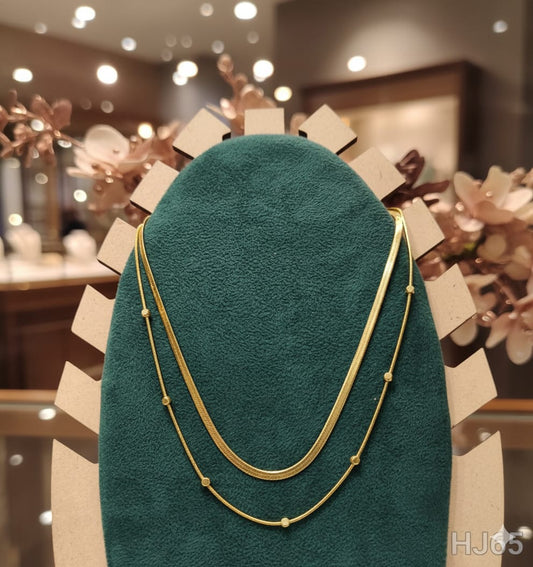 Layered Gold Chain Necklace, Multi-Strand Design, HJ65