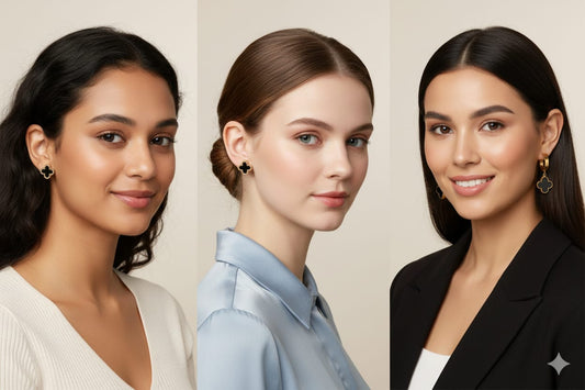 Elegant Earrings Featuring Black Four-Leaf Clovers Pack of 3 ER01